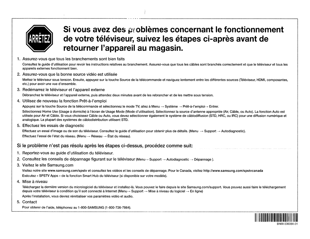 Samsung Series 550 Assurez-vous que tous les branchements sont bien faits, Redemarrez Ie televiseur et Iappareilexterne 