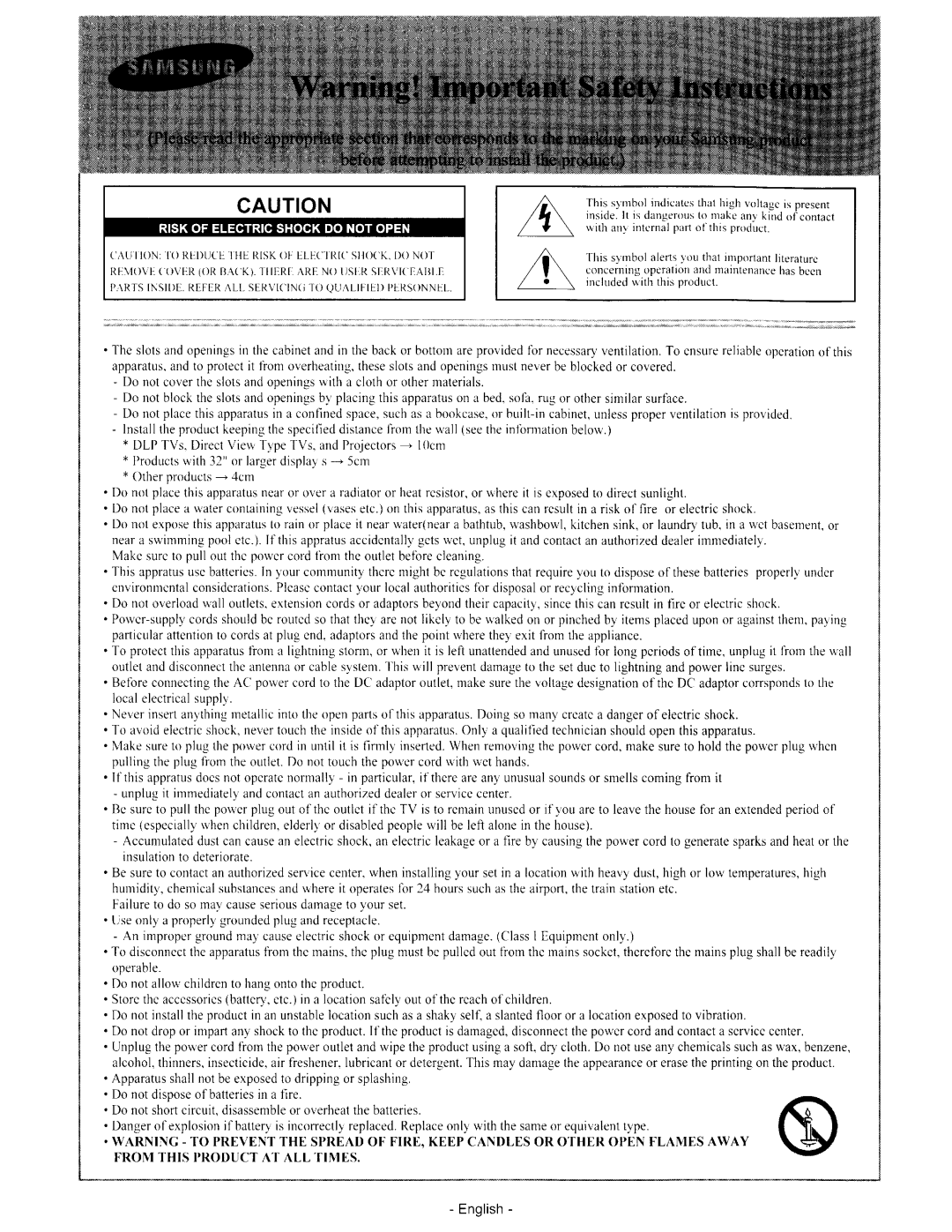 Samsung Series 550, Series 5 550 user manual From this Product AT ALL Times, English 