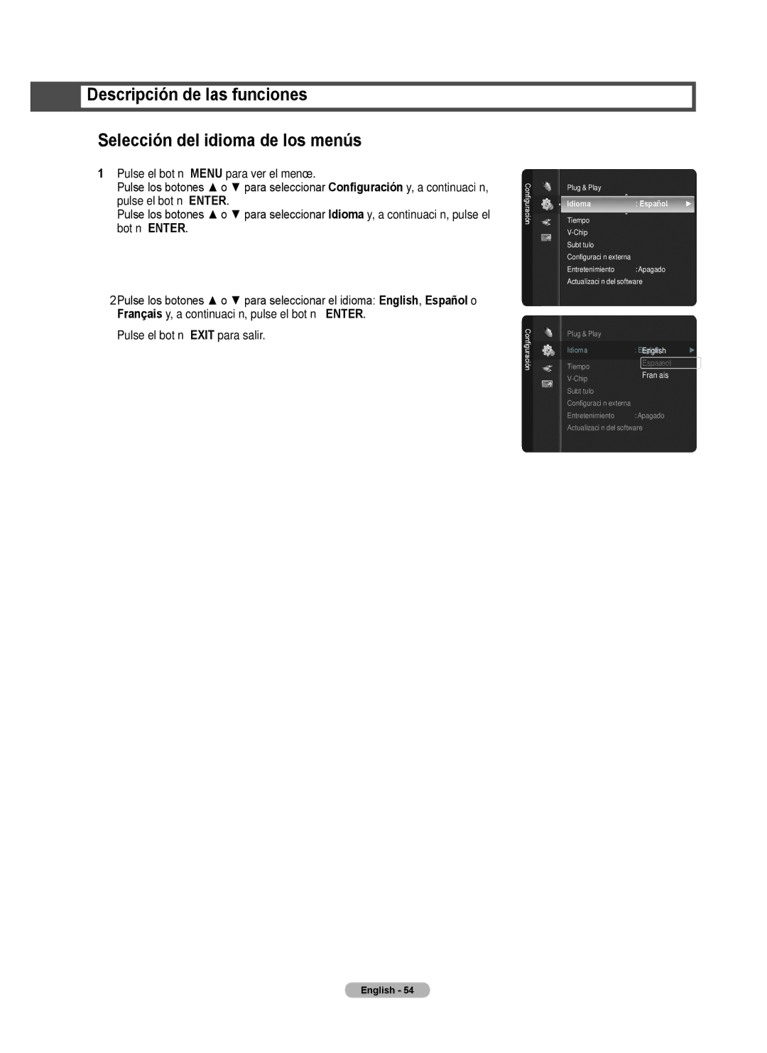 Samsung Series 6 650 user manual Idioma Español 