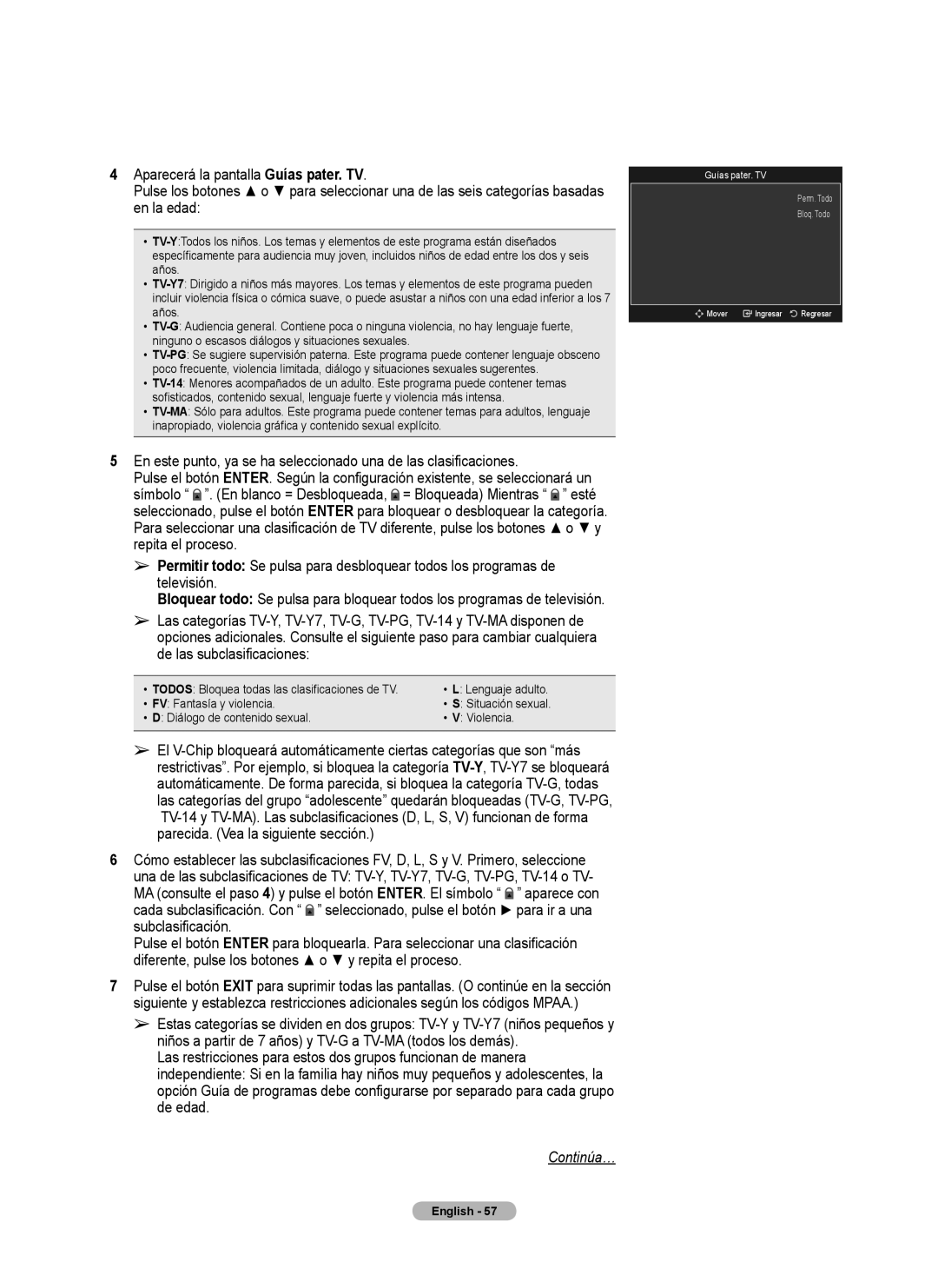 Samsung Series 6 650 user manual De las subclasificaciones 