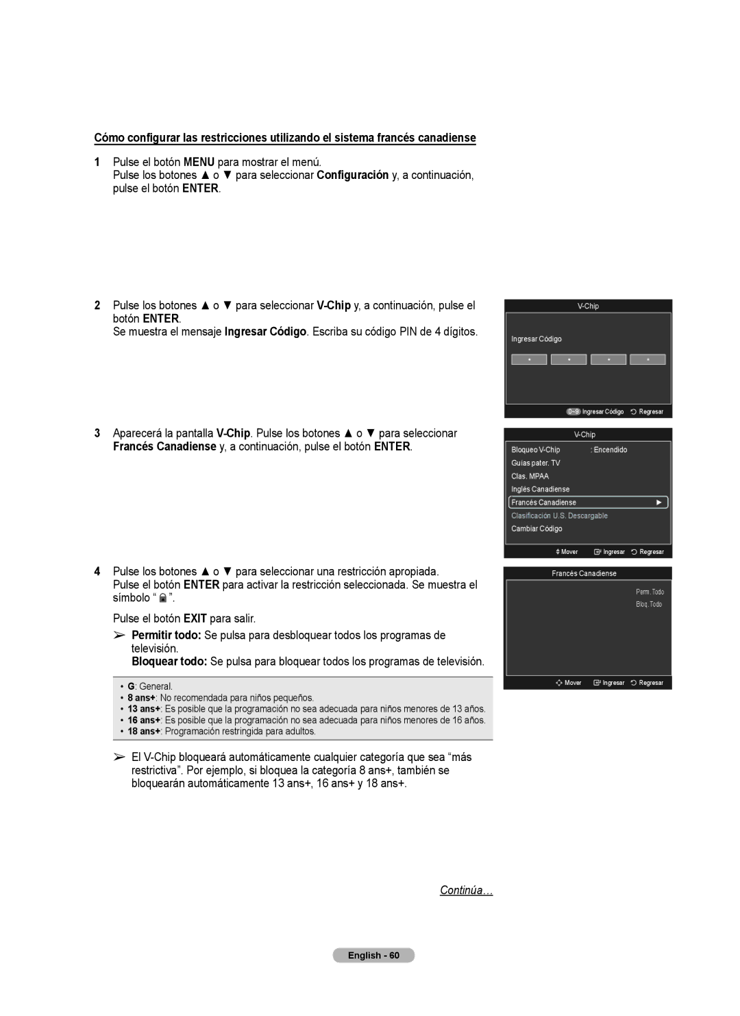 Samsung Series 6 650 user manual 18 ans+ Programación restringida para adultos 