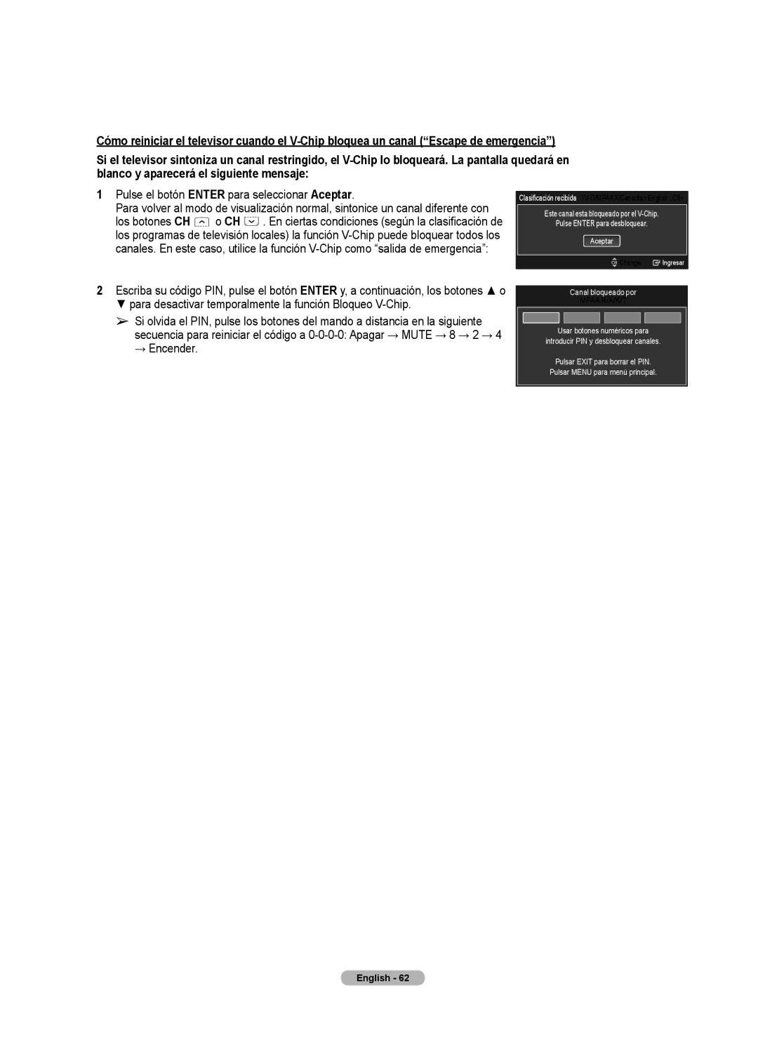 Samsung Series 6 650 user manual Pulse el botón Enter para seleccionar Aceptar, Los botones CH 