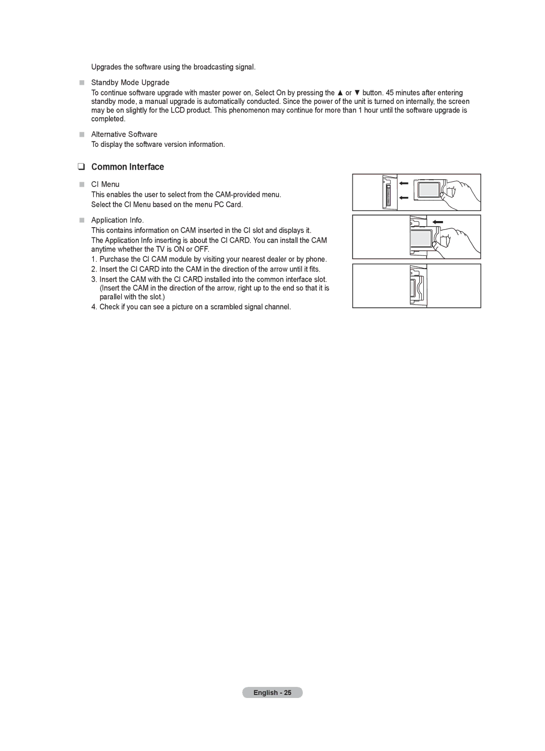 Samsung Series 8 user manual Common Interface 