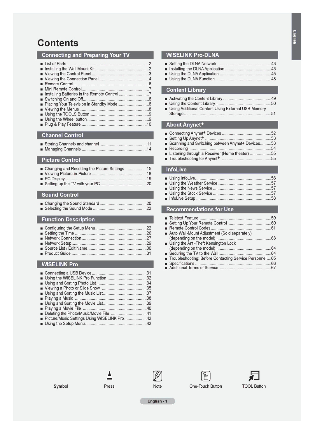 Samsung Series 8 user manual Contents 