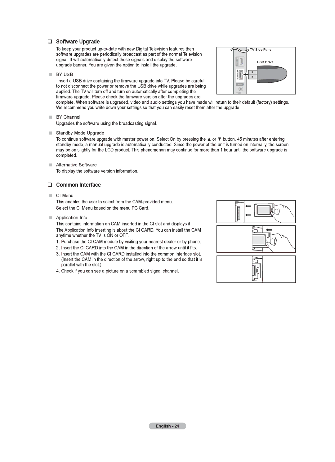 Samsung Series 9 user manual Software Upgrade, Common Interface,  by USB 