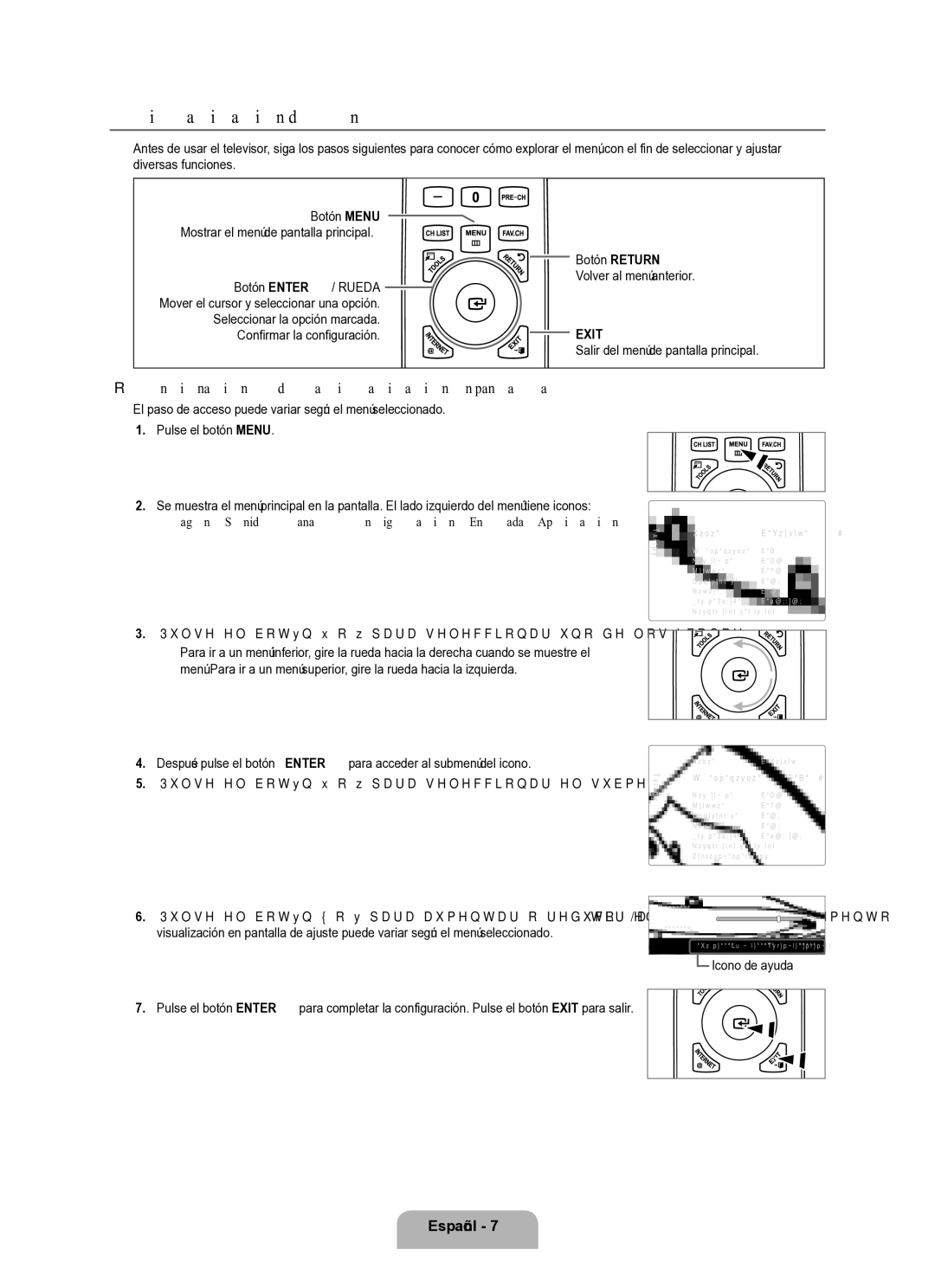 Samsung Series L8 user manual Visualización de menús, Funcionamiento de la visualización en pantalla 