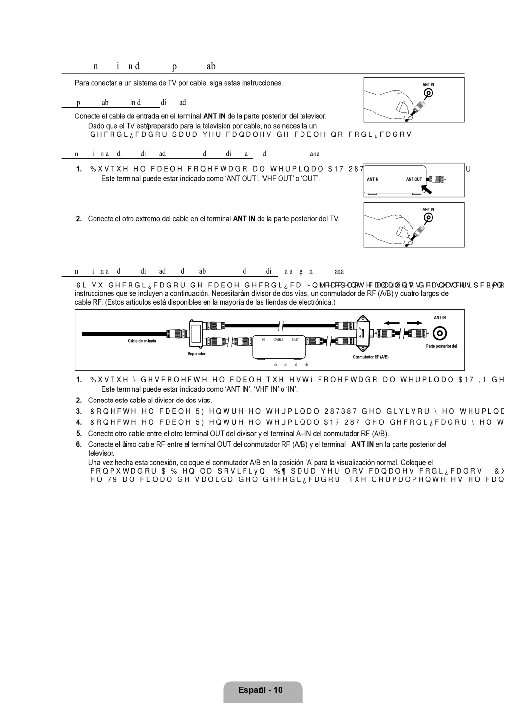 Samsung Series L8 user manual Conexión de TV por cable, TV por cable sin decodificador 