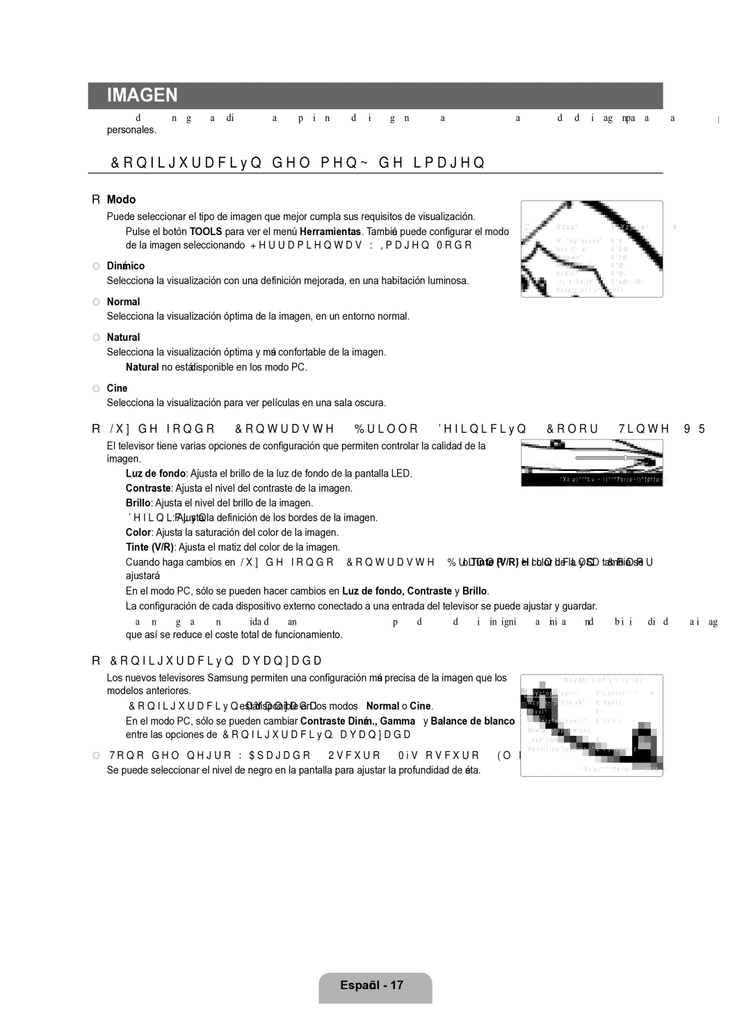 Samsung Series L8 user manual Imagen, Configuración del menú de imagen, Modo, Configuración avanzada 