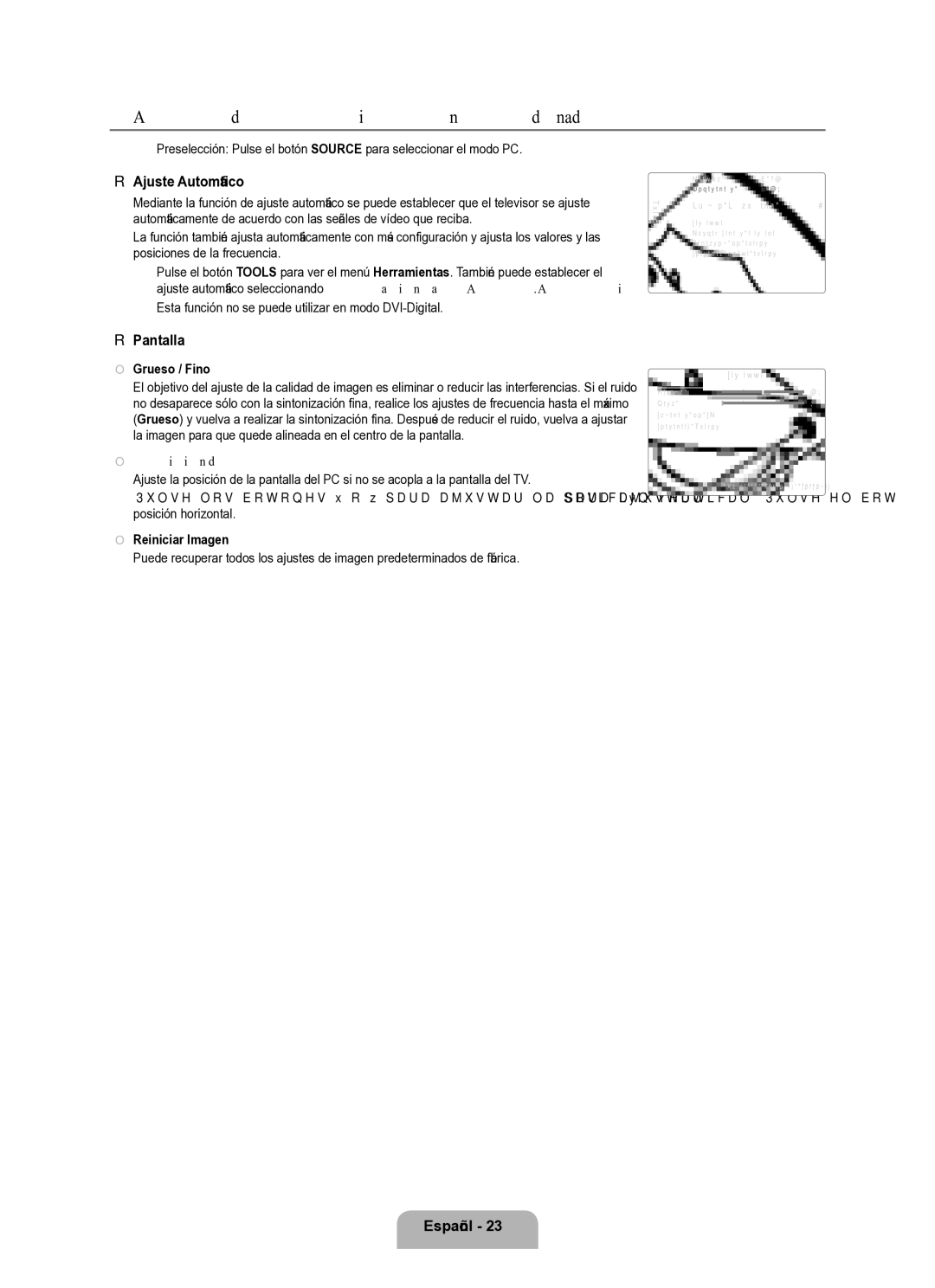 Samsung Series L8 user manual Ajuste del televisor con el ordenador, Ajuste Automático, Pantalla 