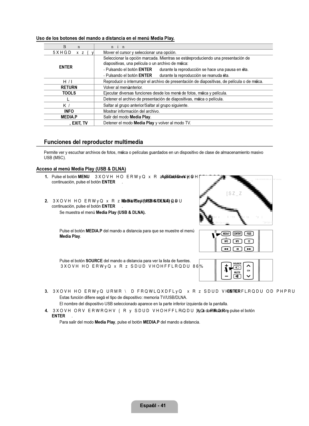 Samsung Series L8 user manual Funciones del reproductor multimedia, Acceso al menú Media Play USB & Dlna 