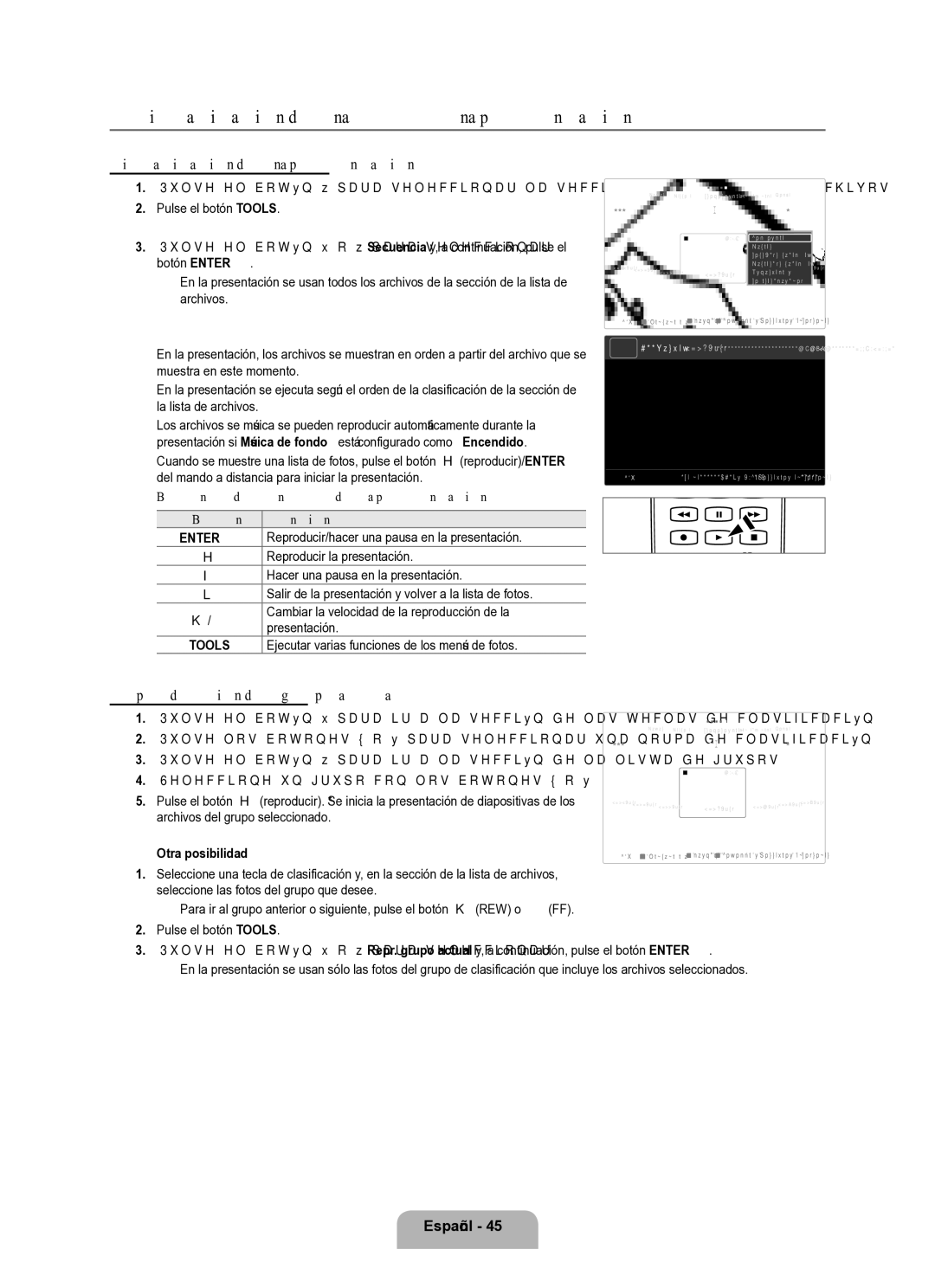 Samsung Series L8 user manual Visualización de una foto o una presentación, Visualización de una presentación 