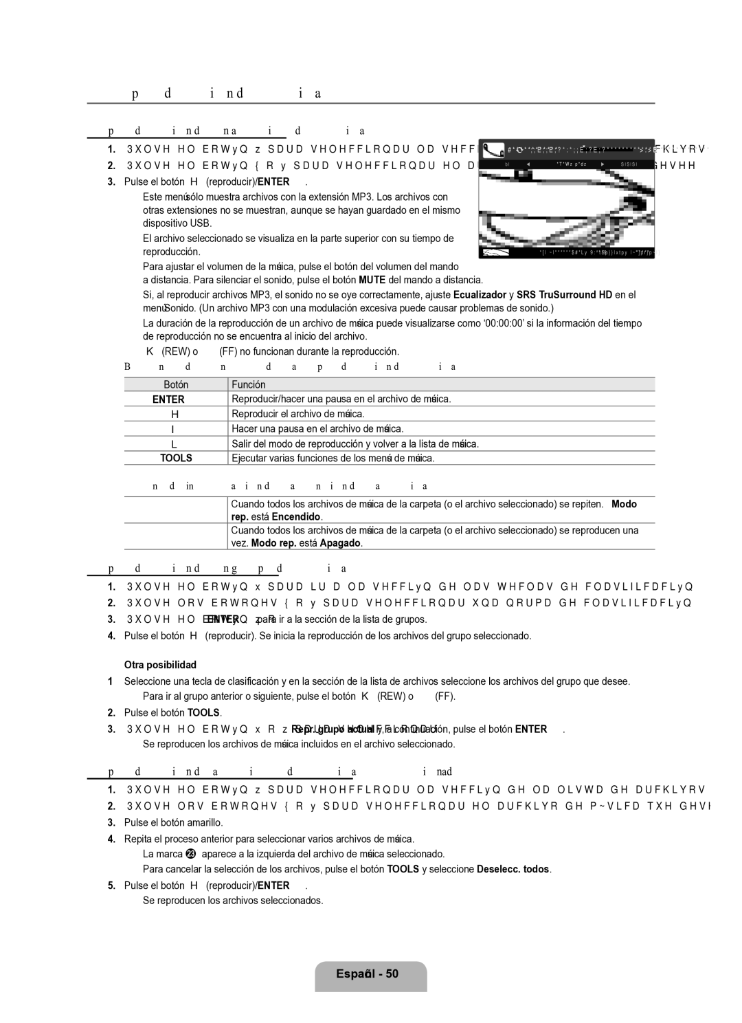 Samsung Series L8 Reproducción de música, Reproducción de un archivo de música, Reproducción de un grupo de música 