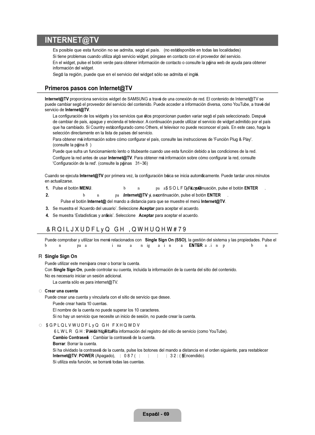 Samsung Series L8 user manual Primeros pasos con Internet@TV, Configuración de Internet@TV, Crear una cuenta 