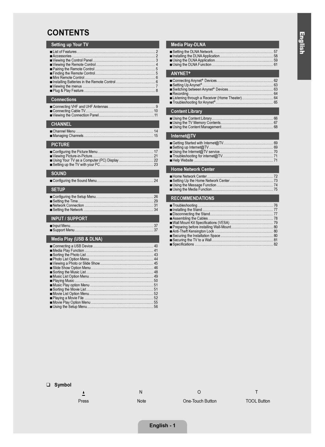 Samsung Series L8 user manual Contents 