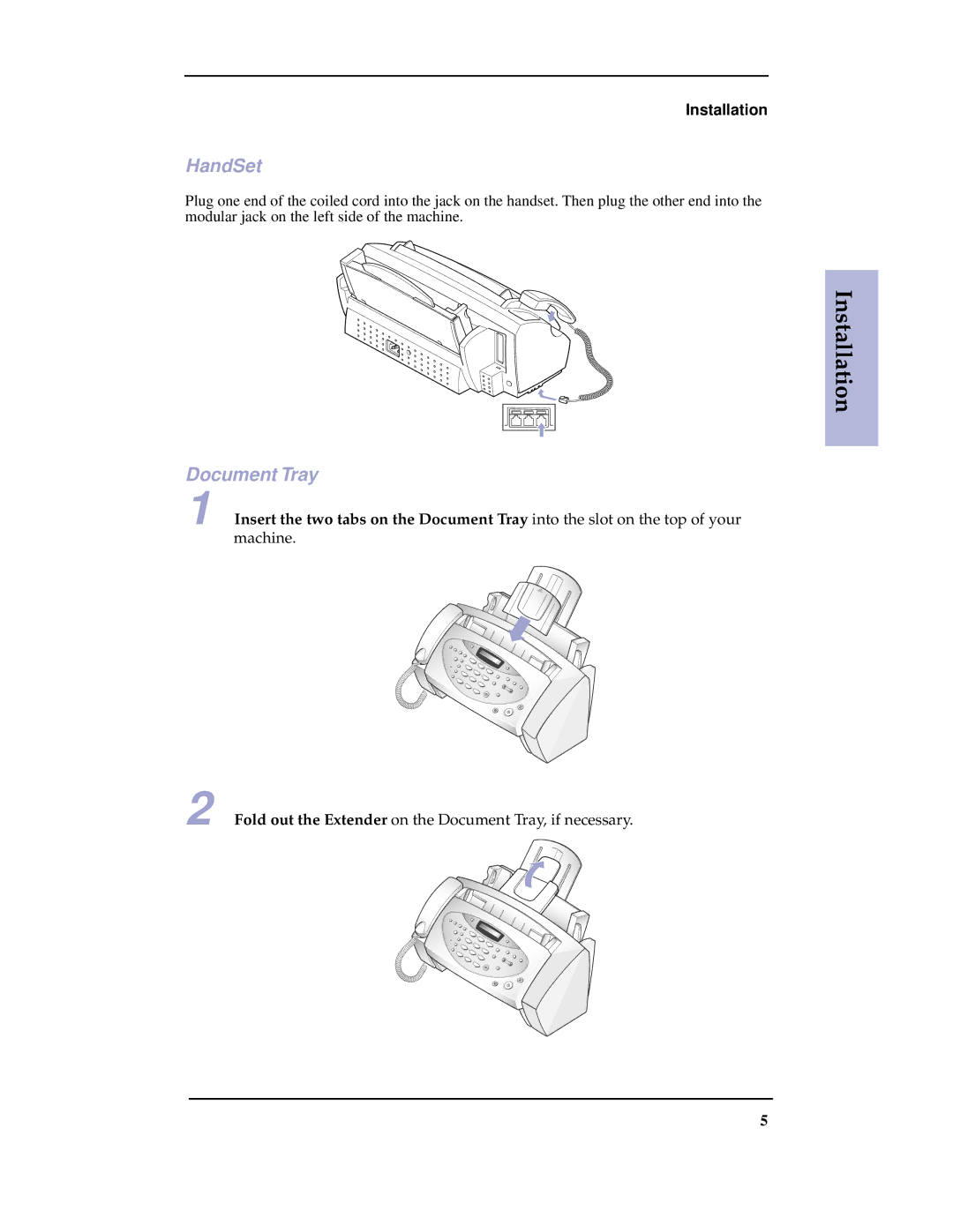 Samsung SF-3100 manual HandSet, Document Tray 