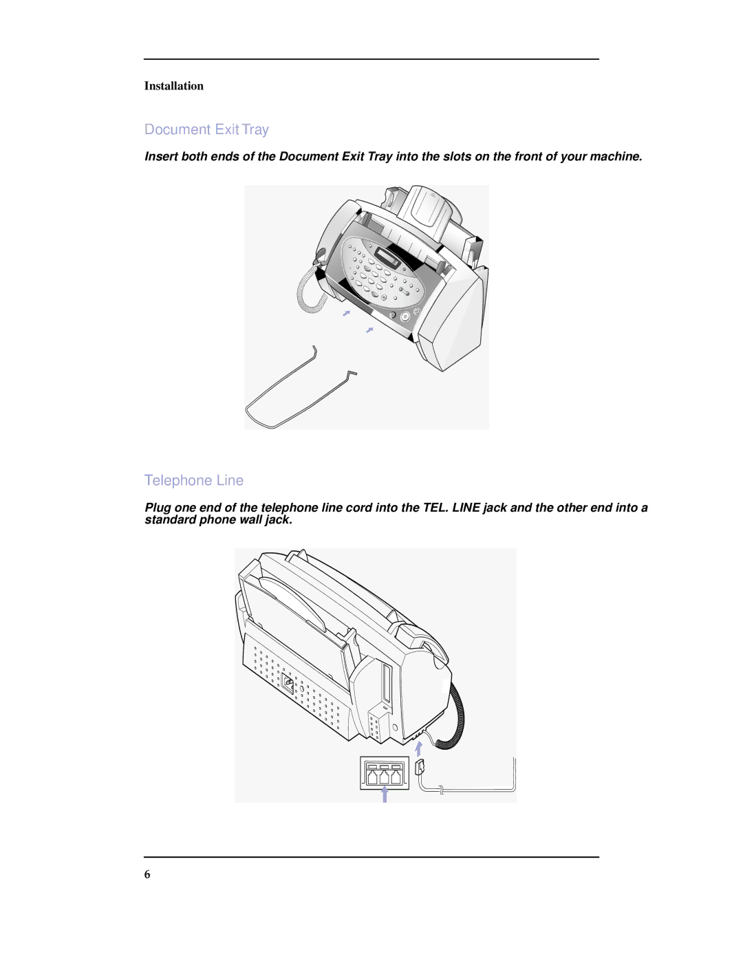 Samsung SF-3100 manual Document Exit Tray, Telephone Line 