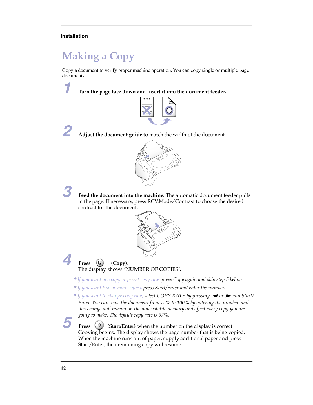 Samsung SF-3100 manual Making a Copy, Press Copy 