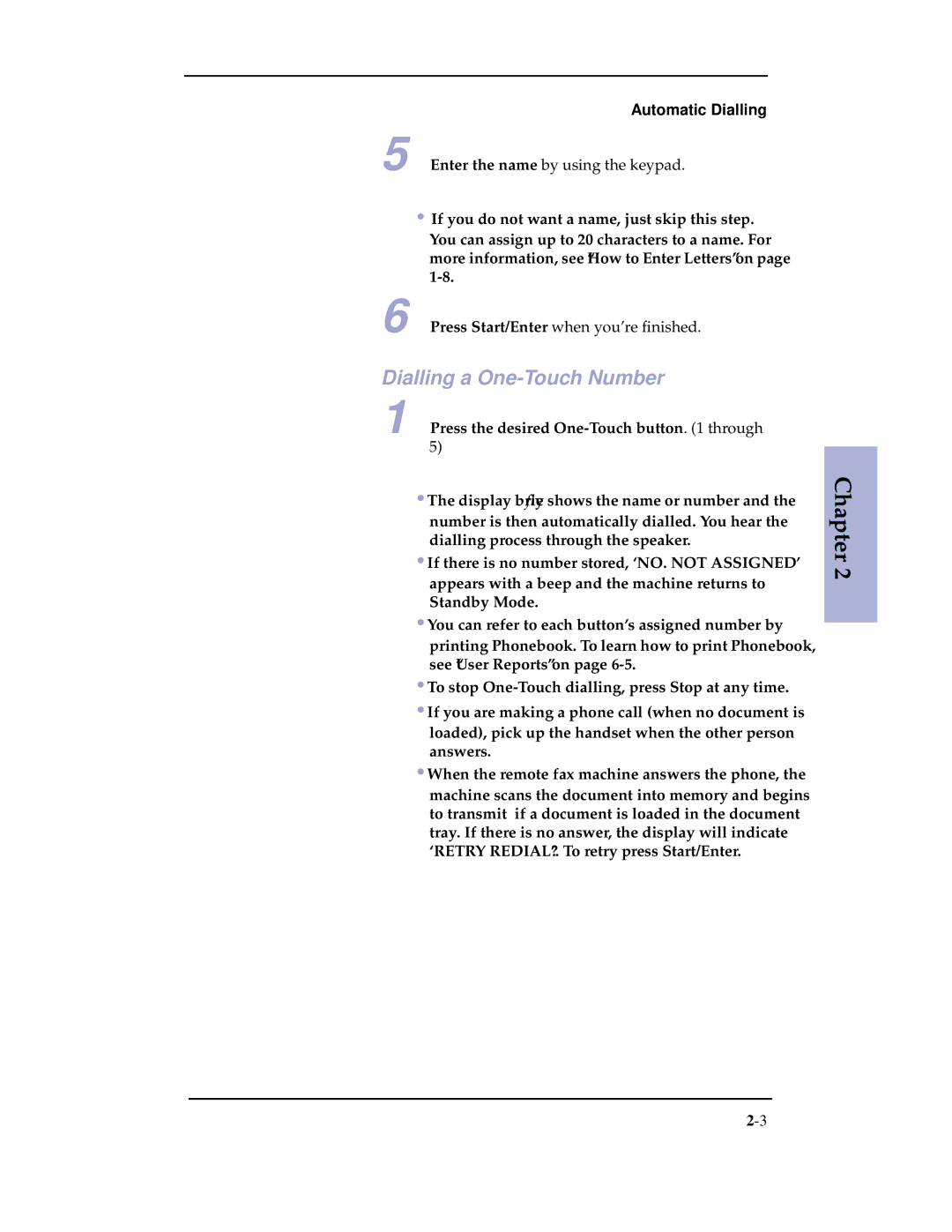 Samsung SF-3100 manual Dialling a One-Touch Number, Press the desired One-Touch button through 