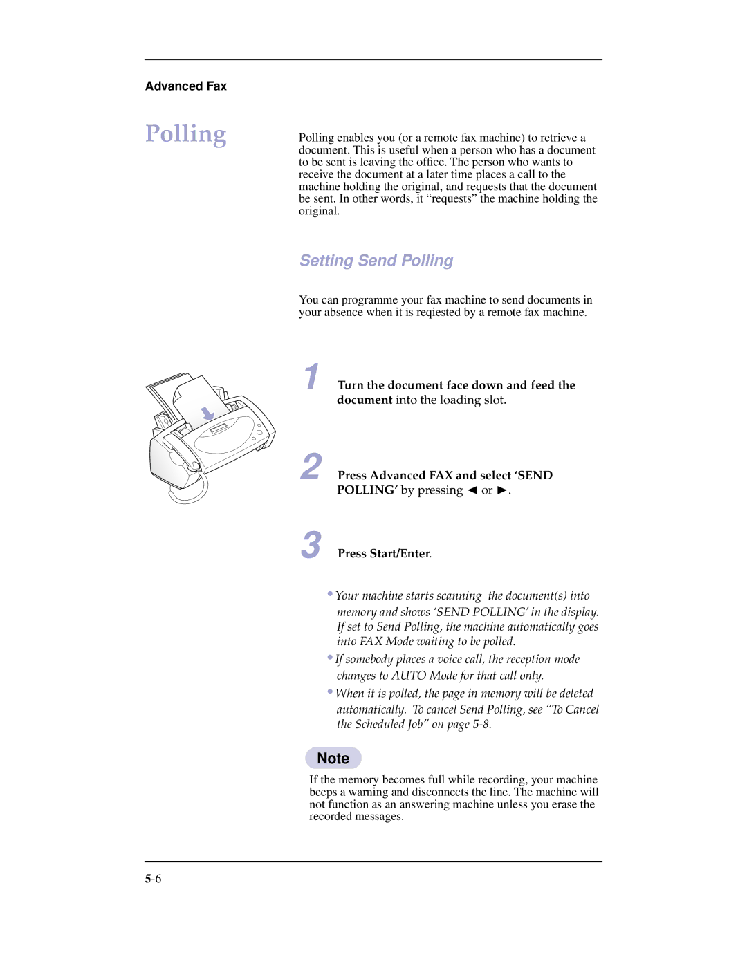 Samsung SF-3100 manual Setting Send Polling 