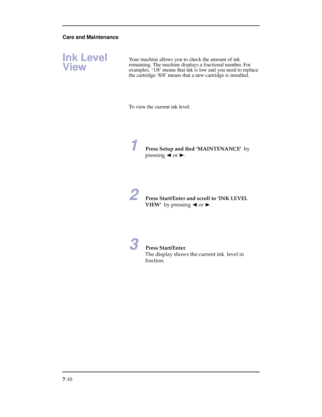 Samsung SF-3100 manual Ink Level View 