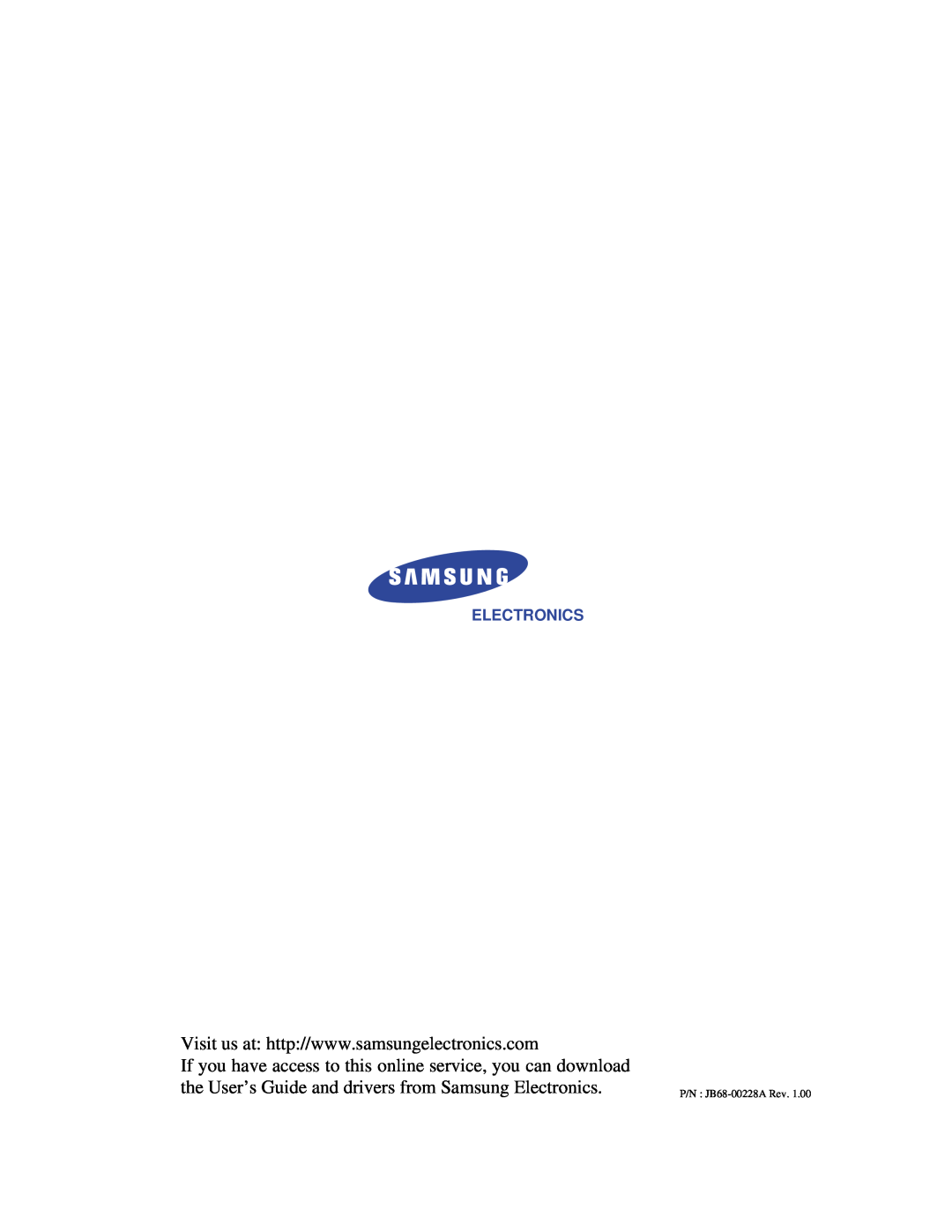 Samsung SF-3100 manual If you have access to this online service, you can download, Electronics, P/N JB68-00228A Rev 