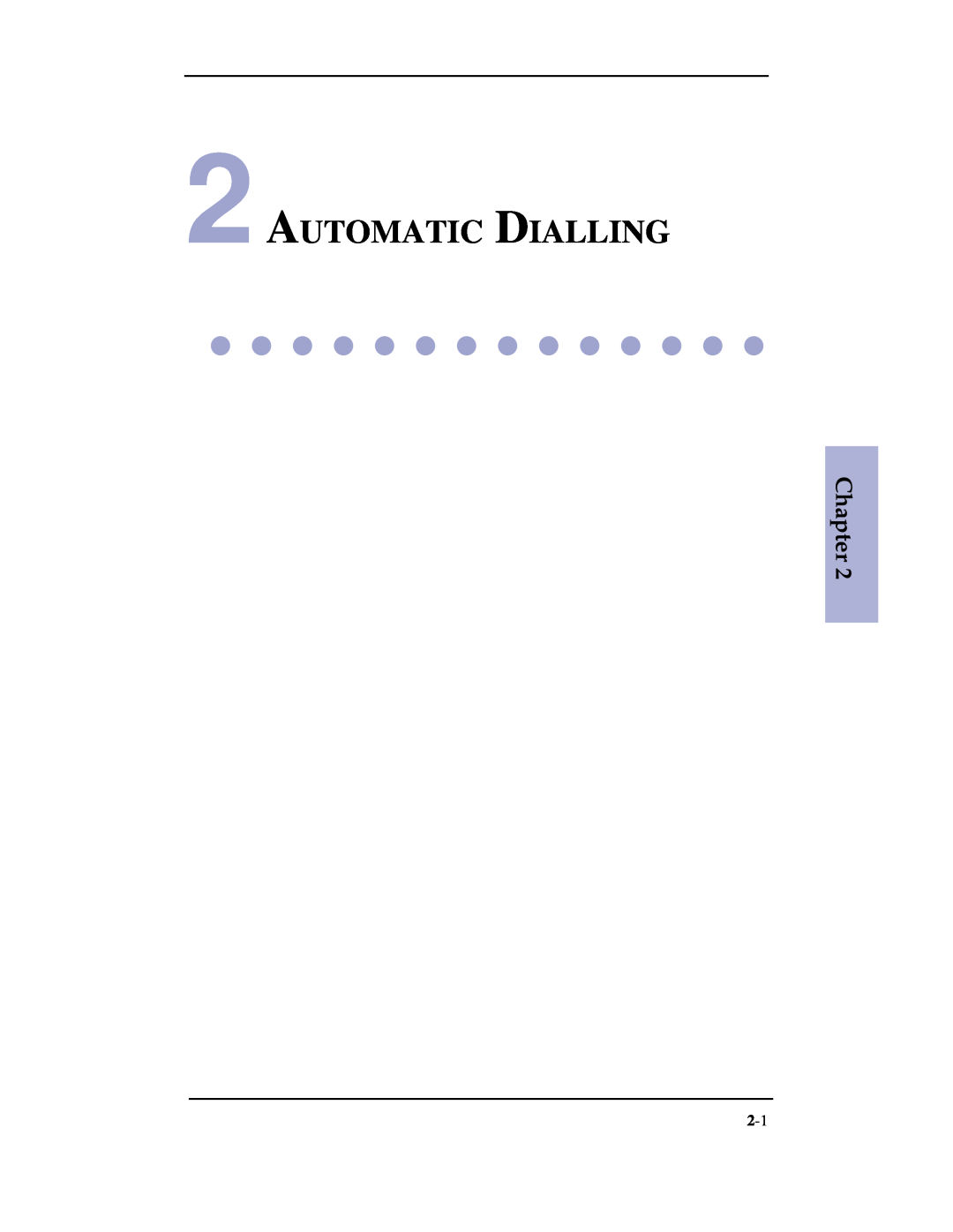Samsung SF-3100 manual Automatic Dialling, Chapter 
