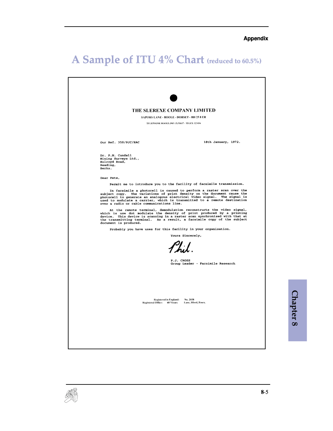 Samsung SF-3100 manual A Sample of ITU 4% Chart reduced to 60.5%, Chapter, Appendix 