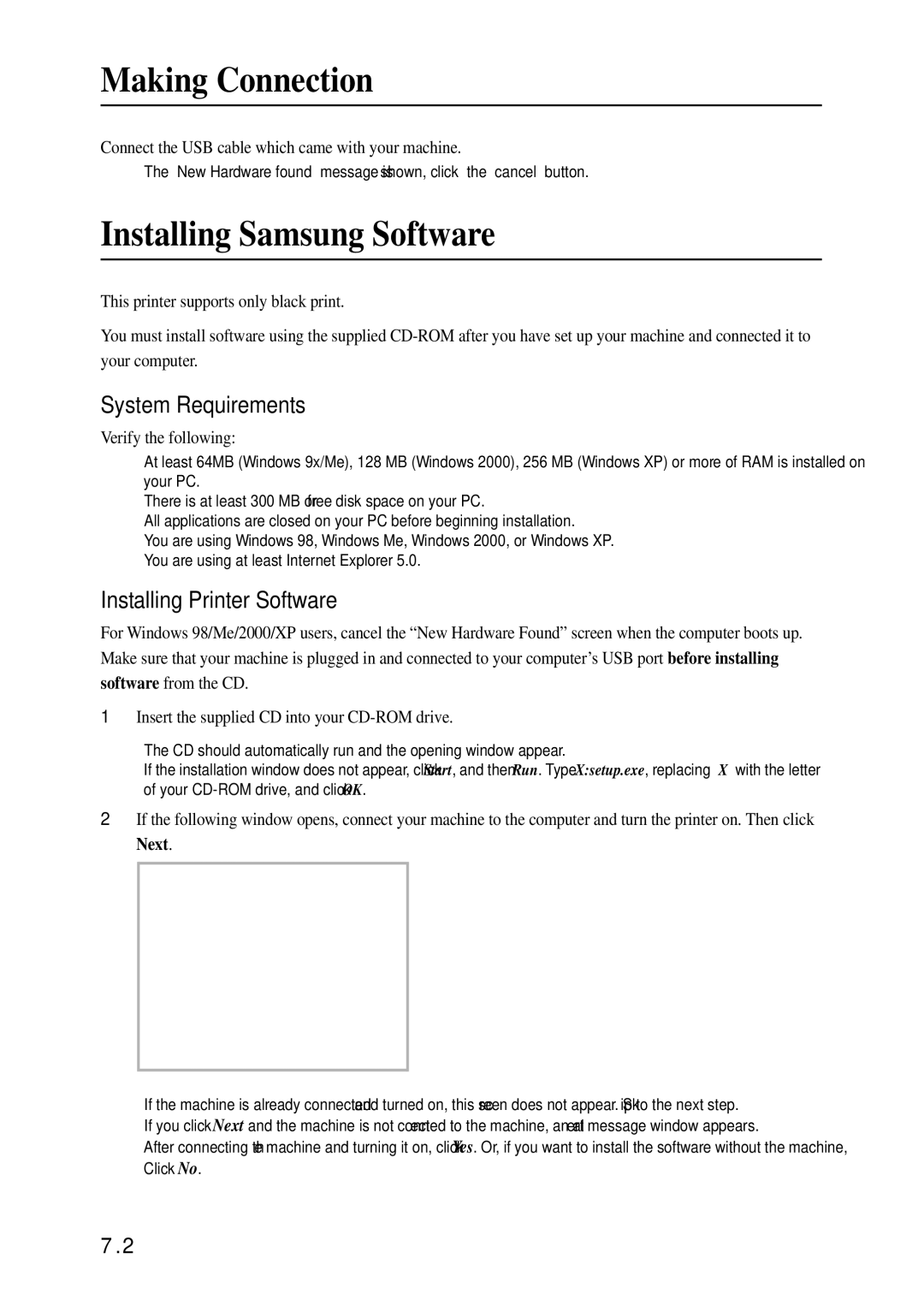 Samsung SF-340 Series Making Connection, Installing Samsung Software, System Requirements, Installing Printer Software 