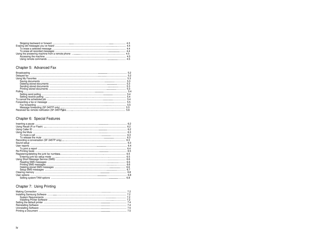 Samsung SF-340 Series manual Advanced Fax, Special Features, Using Printing 