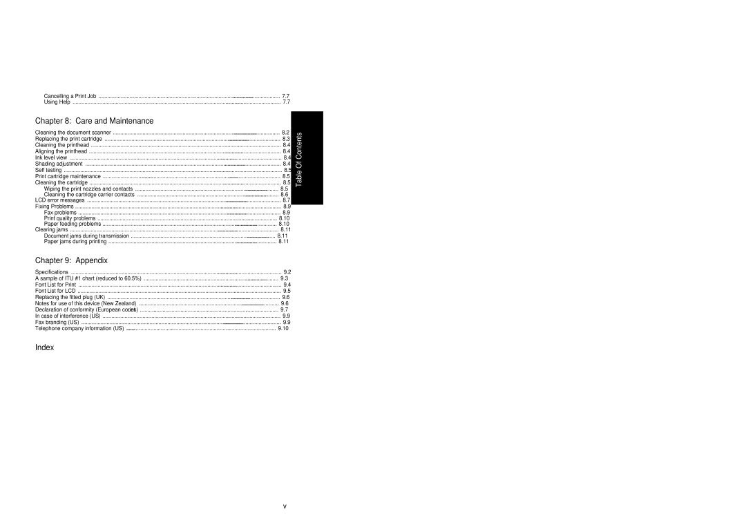 Samsung SF-340 Series manual Care and Maintenance, Appendix, Index 