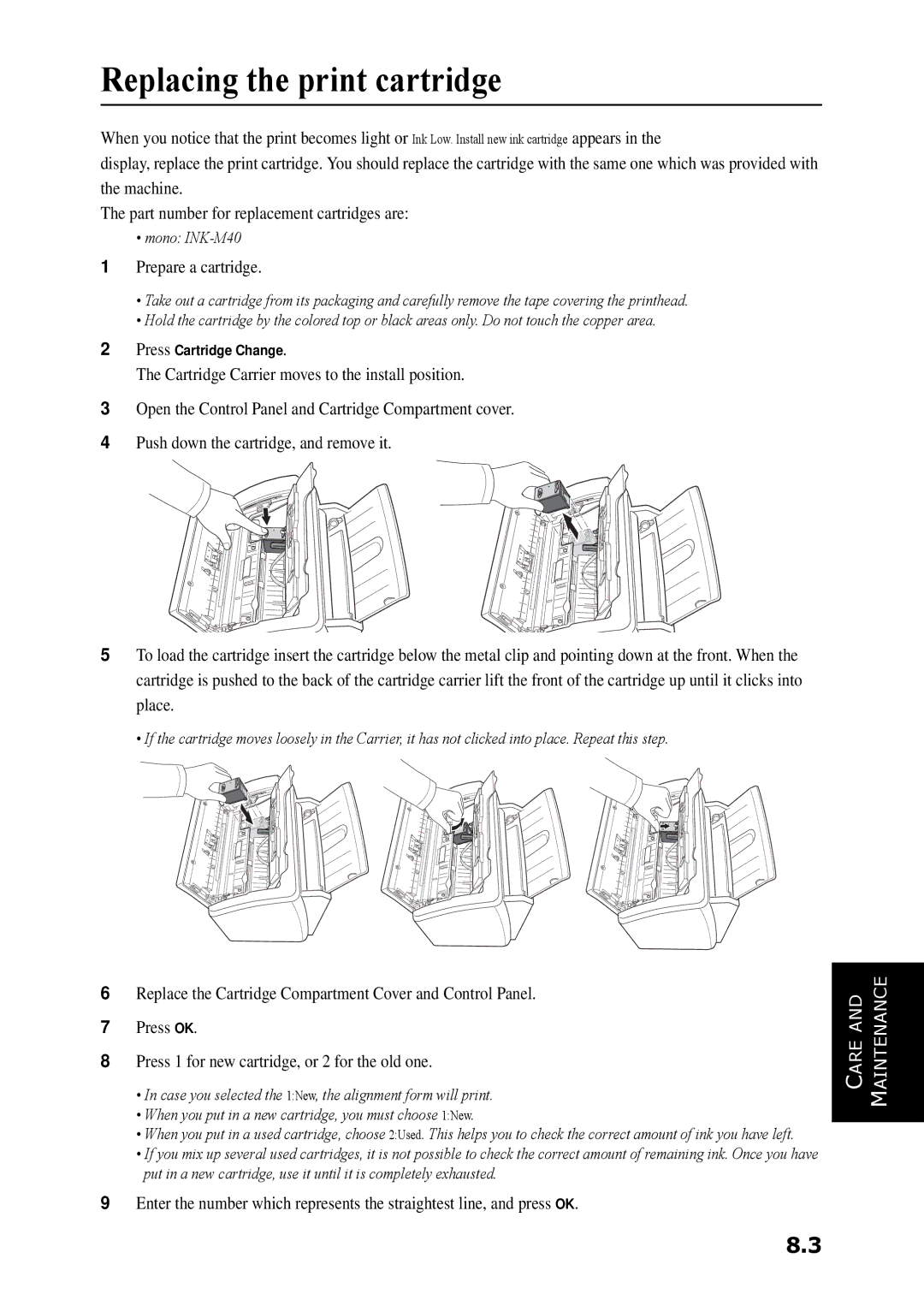 Samsung SF-360 Series manual Replacing the print cartridge, Prepare a cartridge 