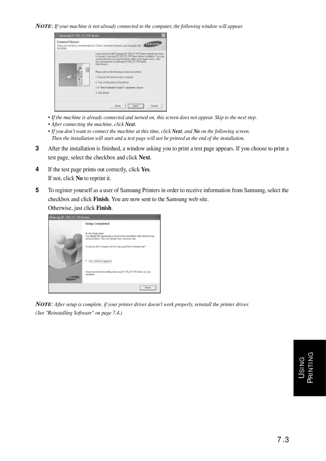 Samsung SF-370 Series manual Using Printing 