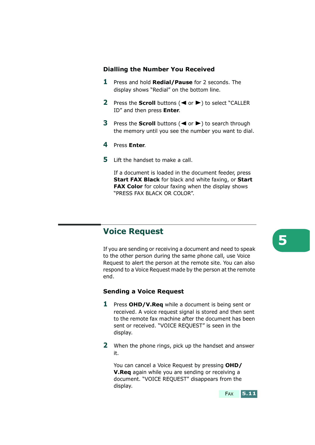 Samsung SF-430 manual Dialling the Number You Received, Sending a Voice Request 