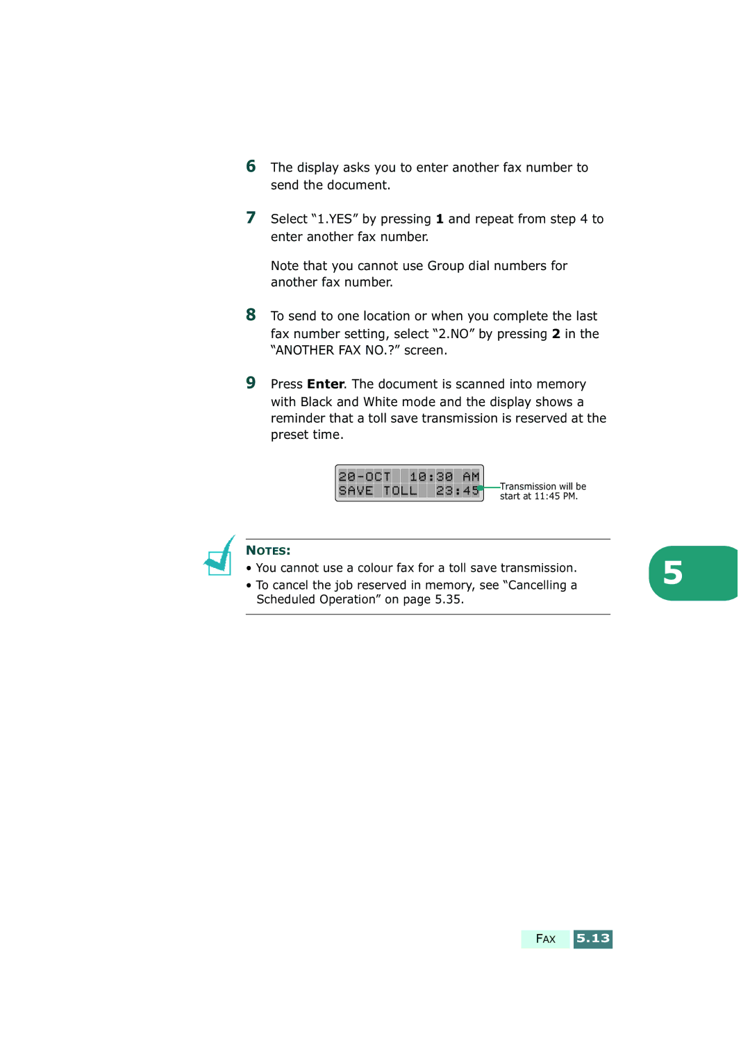 Samsung SF-430 manual Scheduled Operation on 