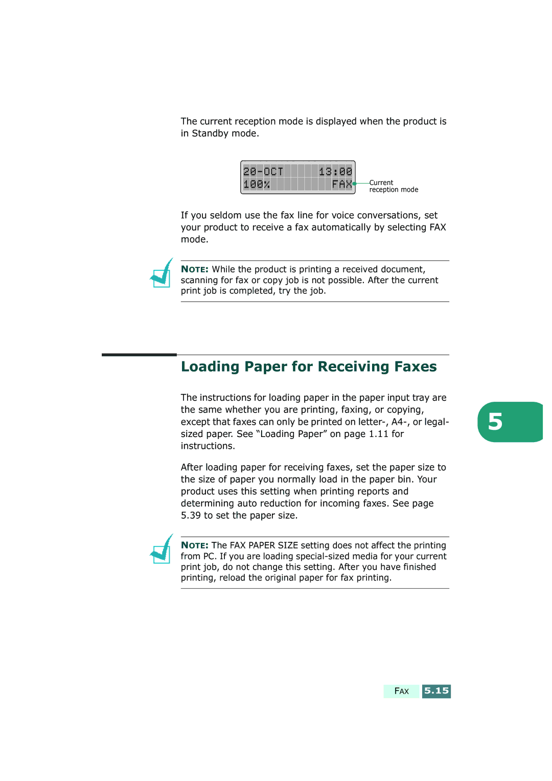 Samsung SF-430 manual Loading Paper for Receiving Faxes 