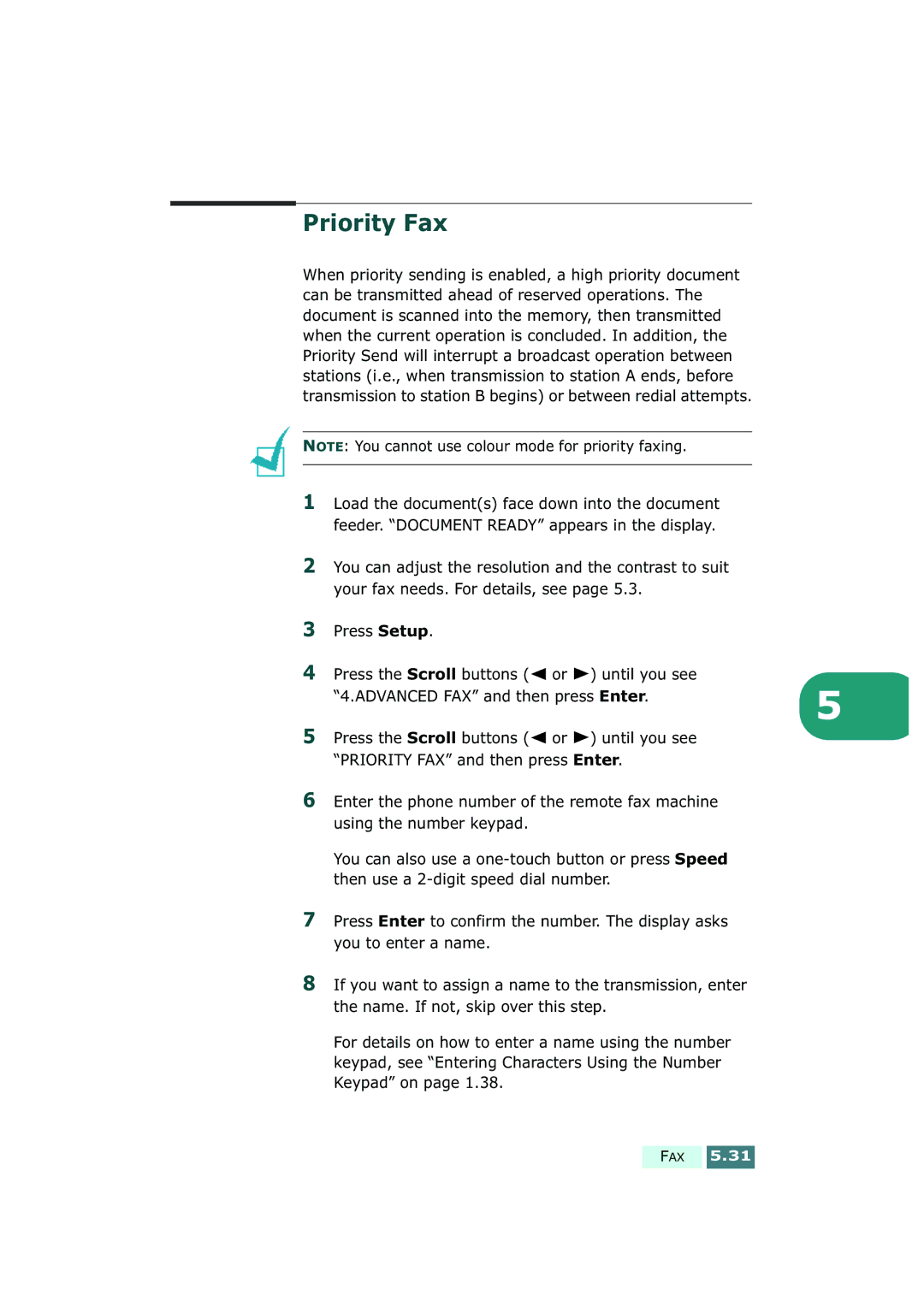 Samsung SF-430 manual Priority Fax 