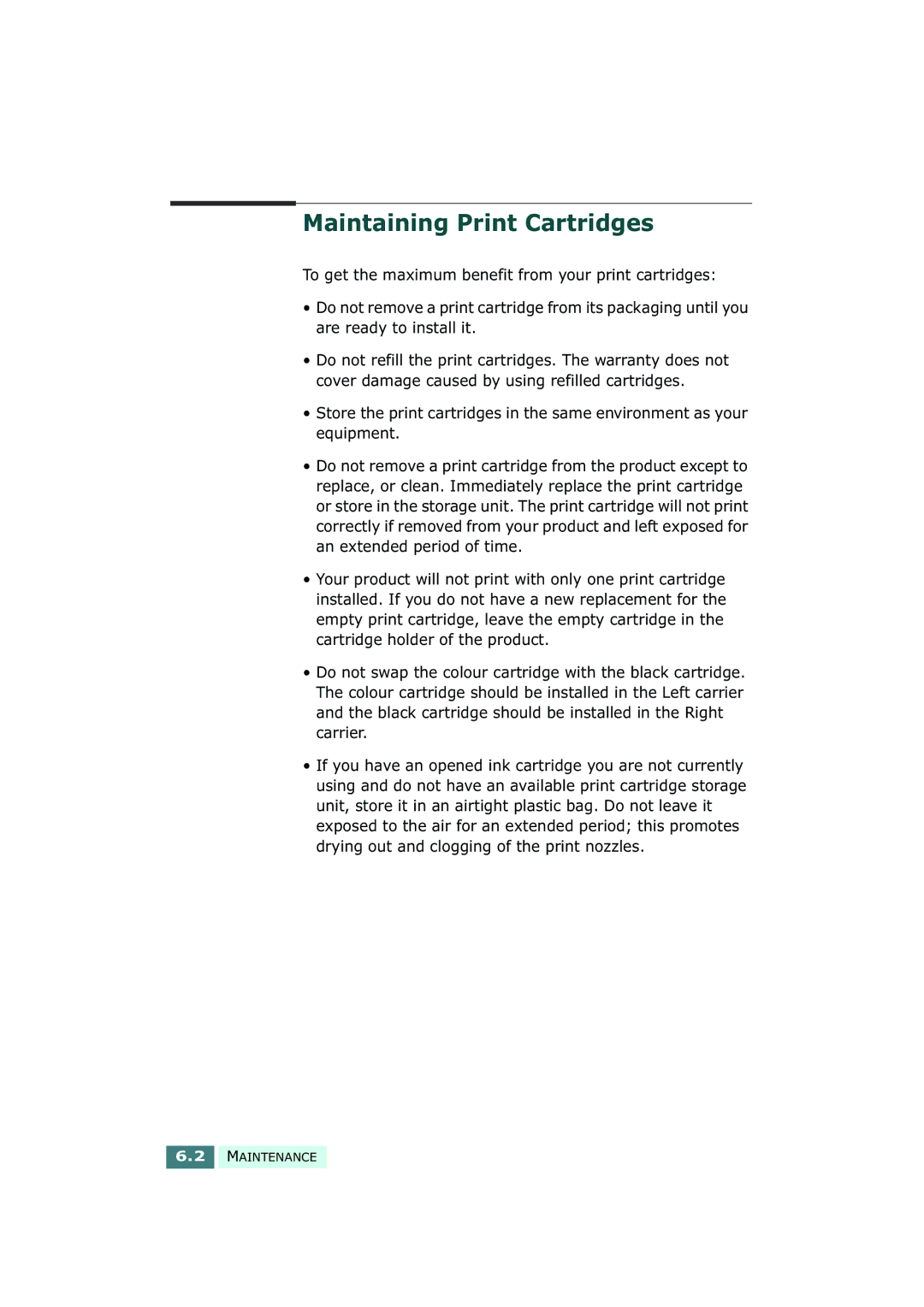 Samsung SF-430 manual Maintaining Print Cartridges 