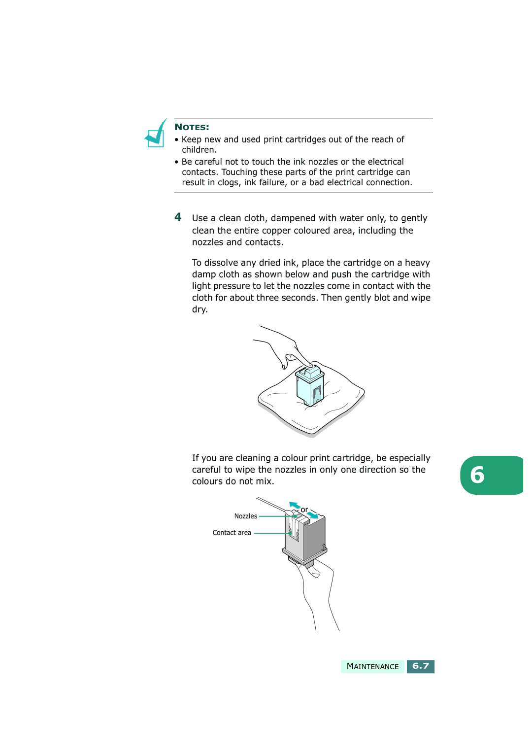 Samsung SF-430 manual Nozzles Contact area 