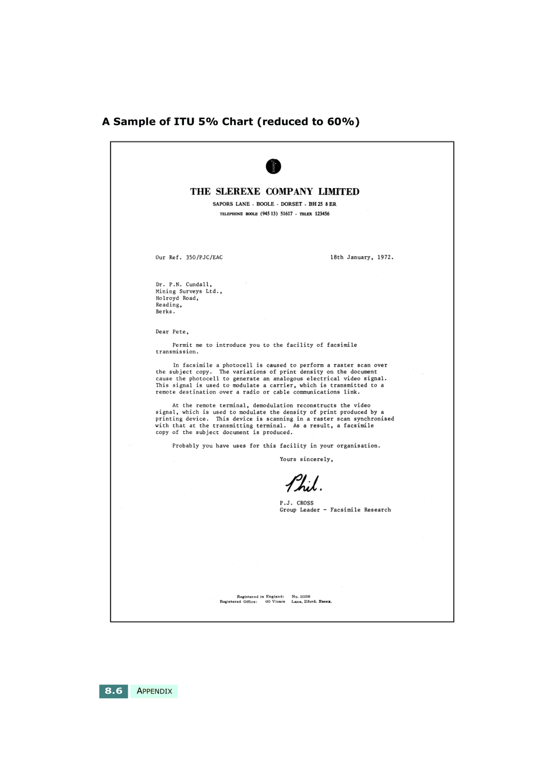 Samsung SF-430 manual Sample of ITU 5% Chart reduced to 60% 