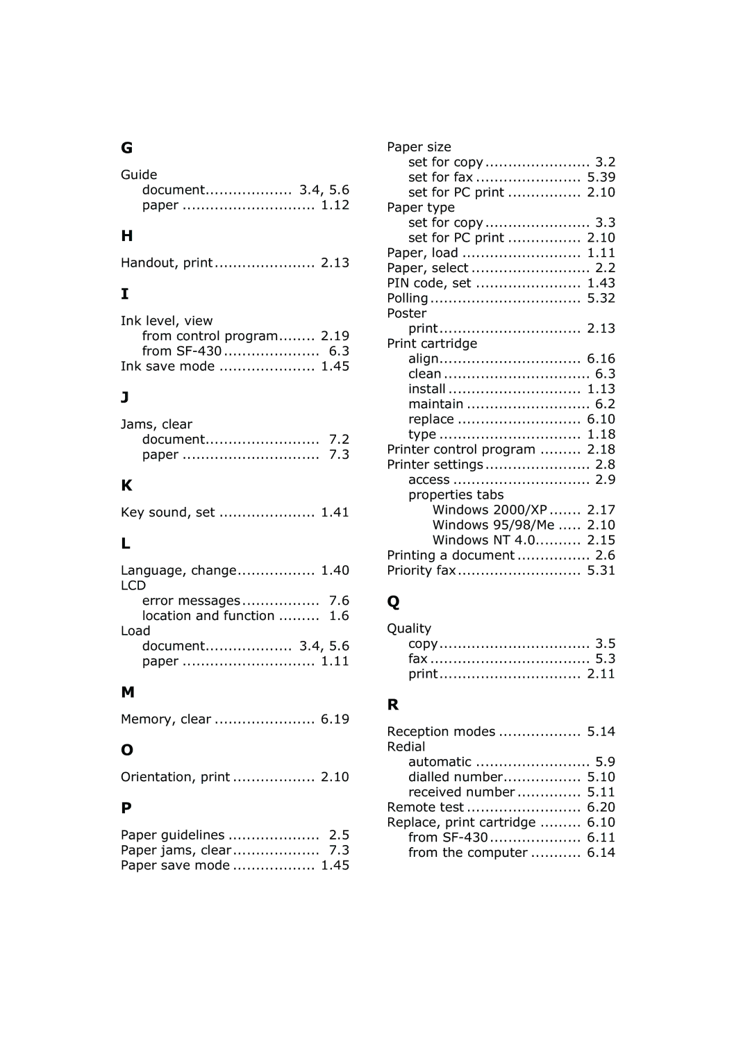 Samsung SF-430 manual Guide Document, Handout, print Ink level, view From control program, Load Document, Install, Replace 