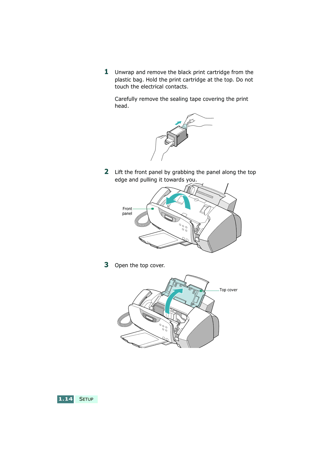 Samsung SF-430 manual Open the top cover 