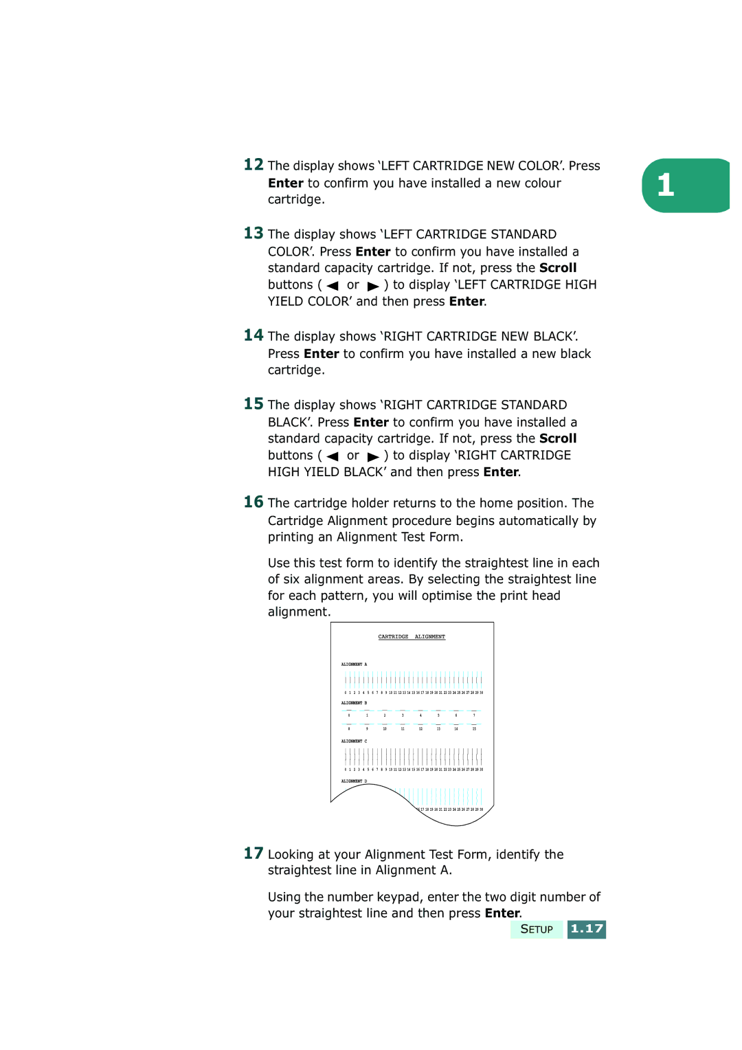 Samsung SF-430 manual Setup 