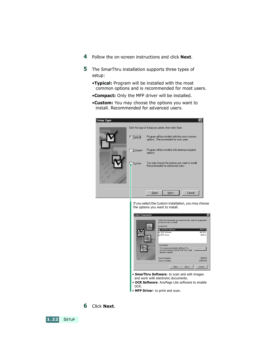 Samsung SF-430 manual Click Next 