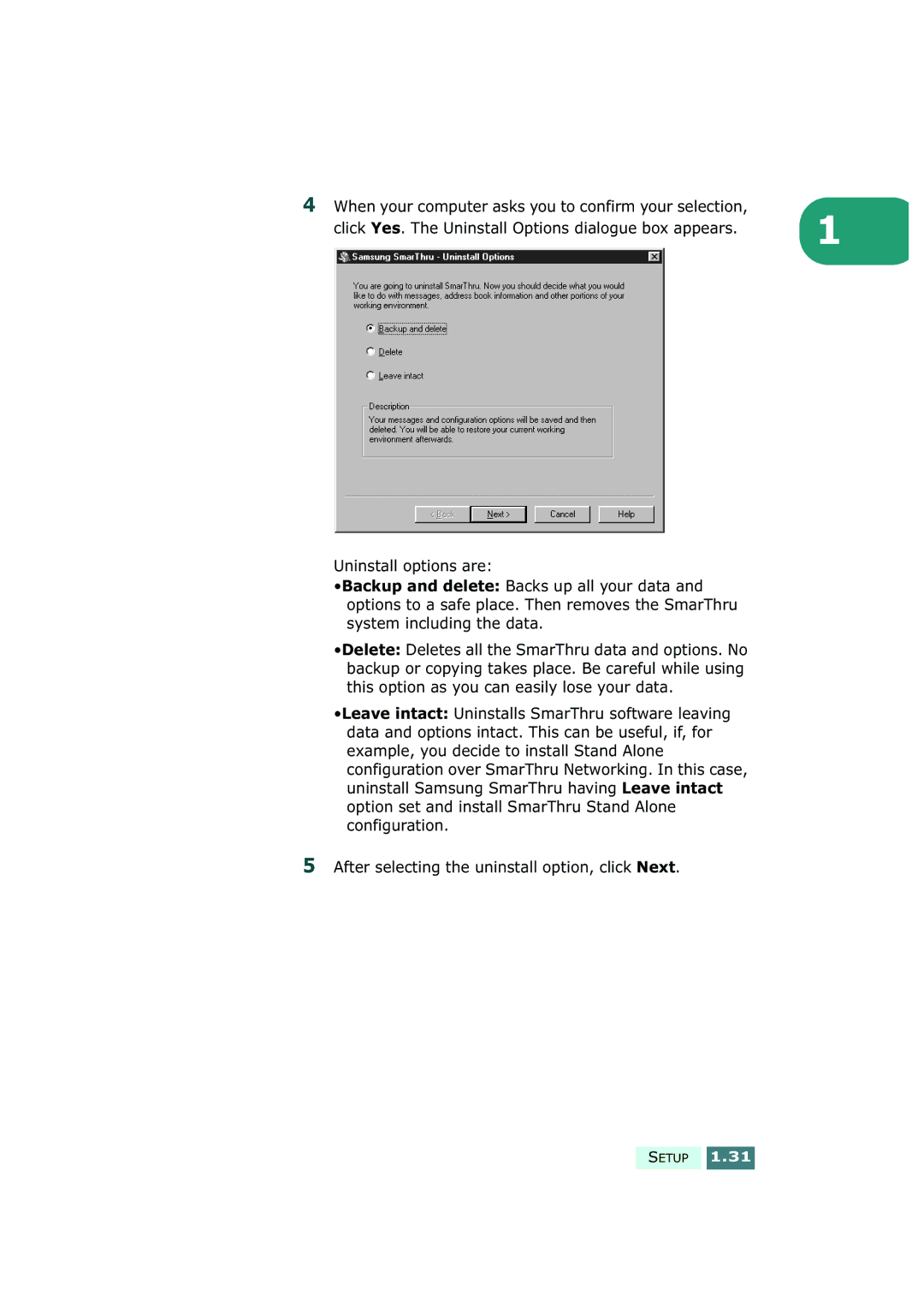 Samsung SF-430 manual Setup 