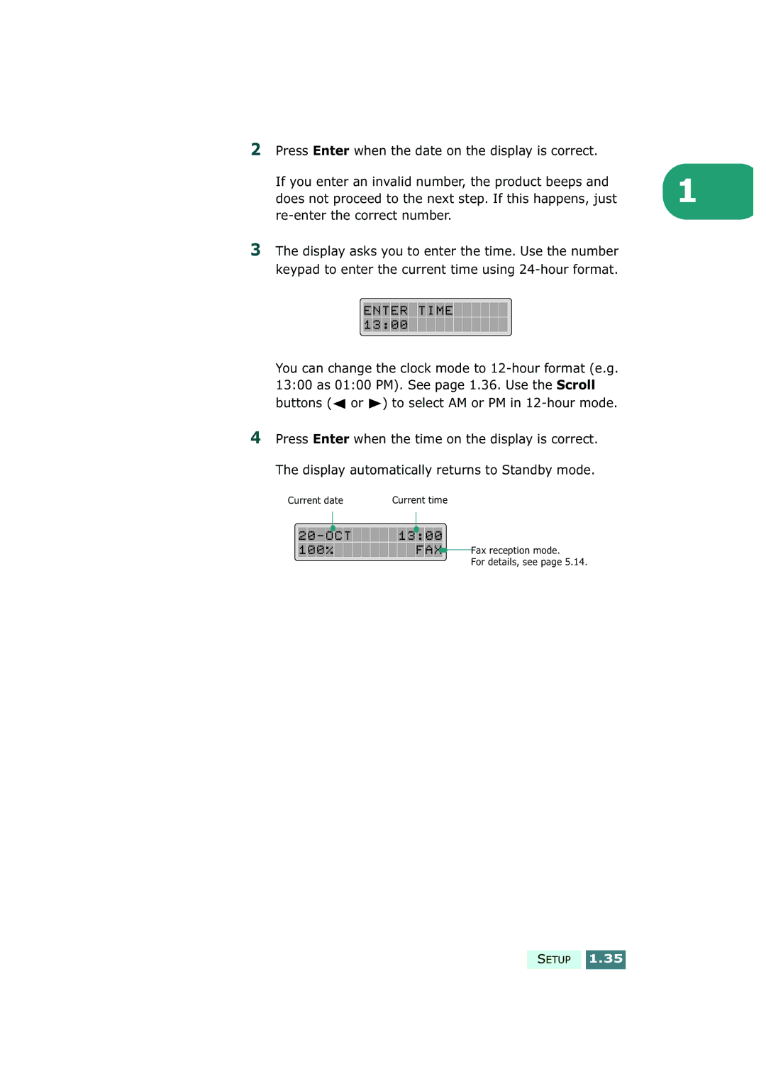 Samsung SF-430 manual Current date 