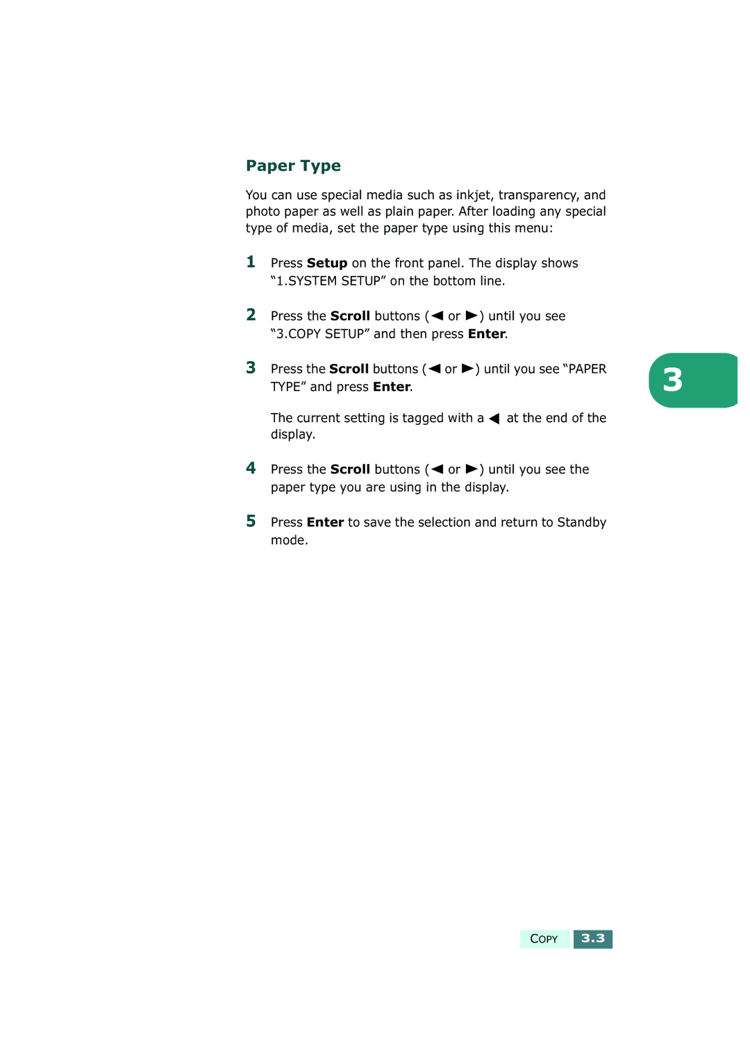 Samsung SF-430 manual Paper Type 