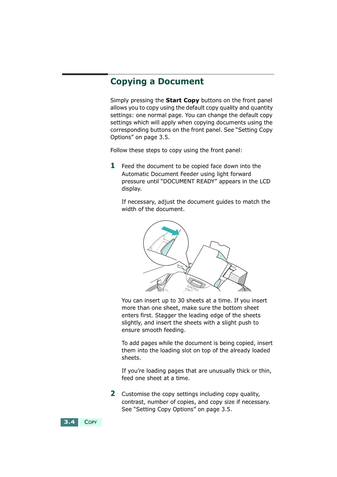 Samsung SF-430 manual Copying a Document 