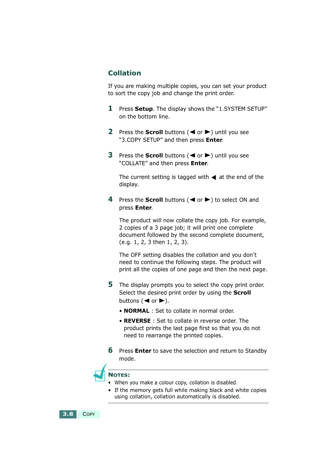 Samsung SF-430 manual Collation 