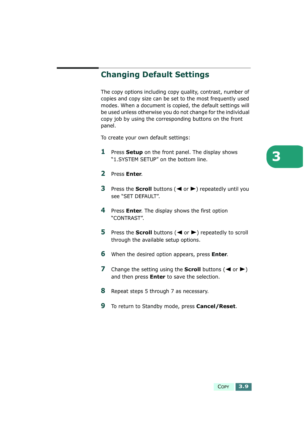 Samsung SF-430 manual Changing Default Settings 