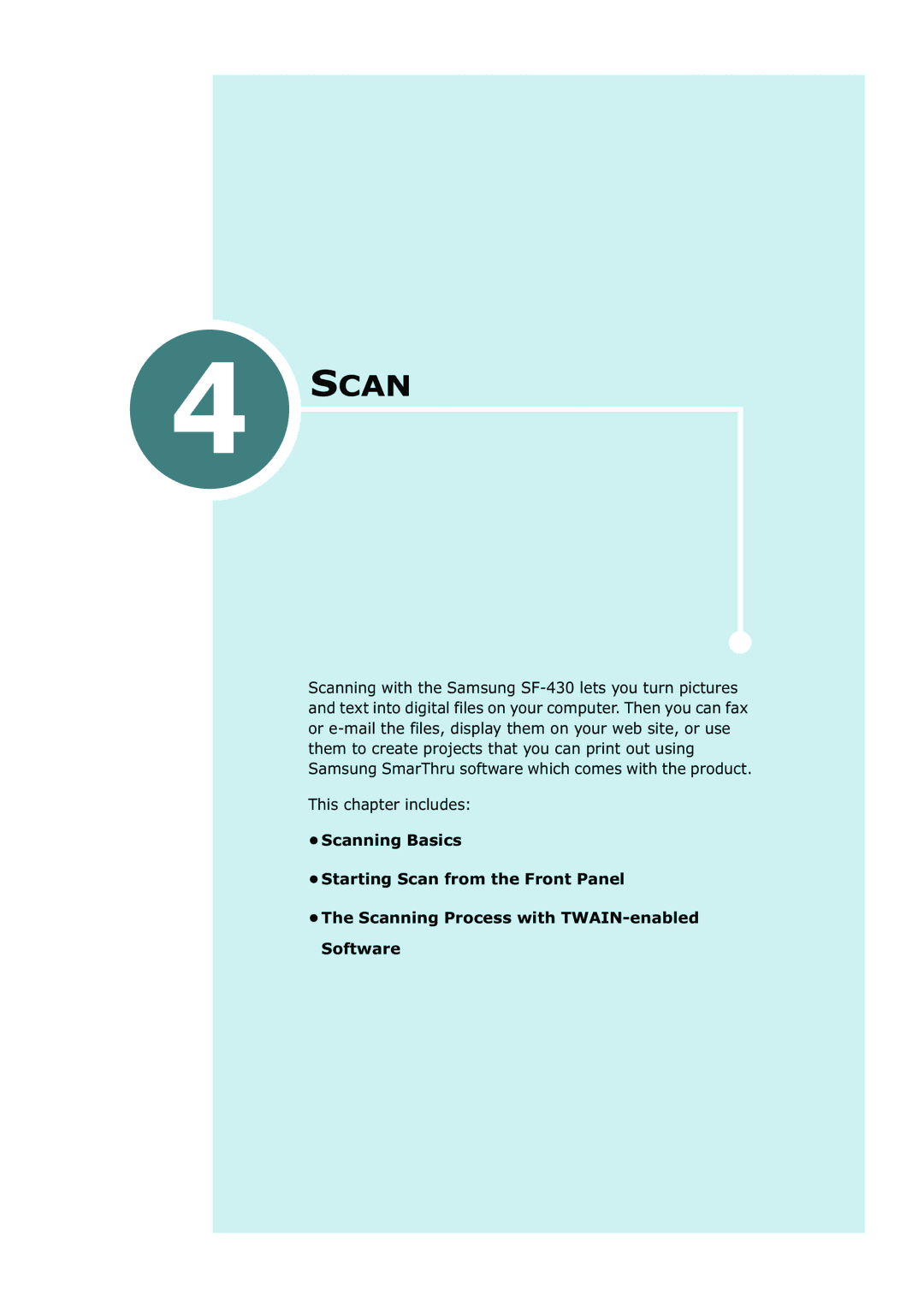 Samsung SF-430 manual Scan 